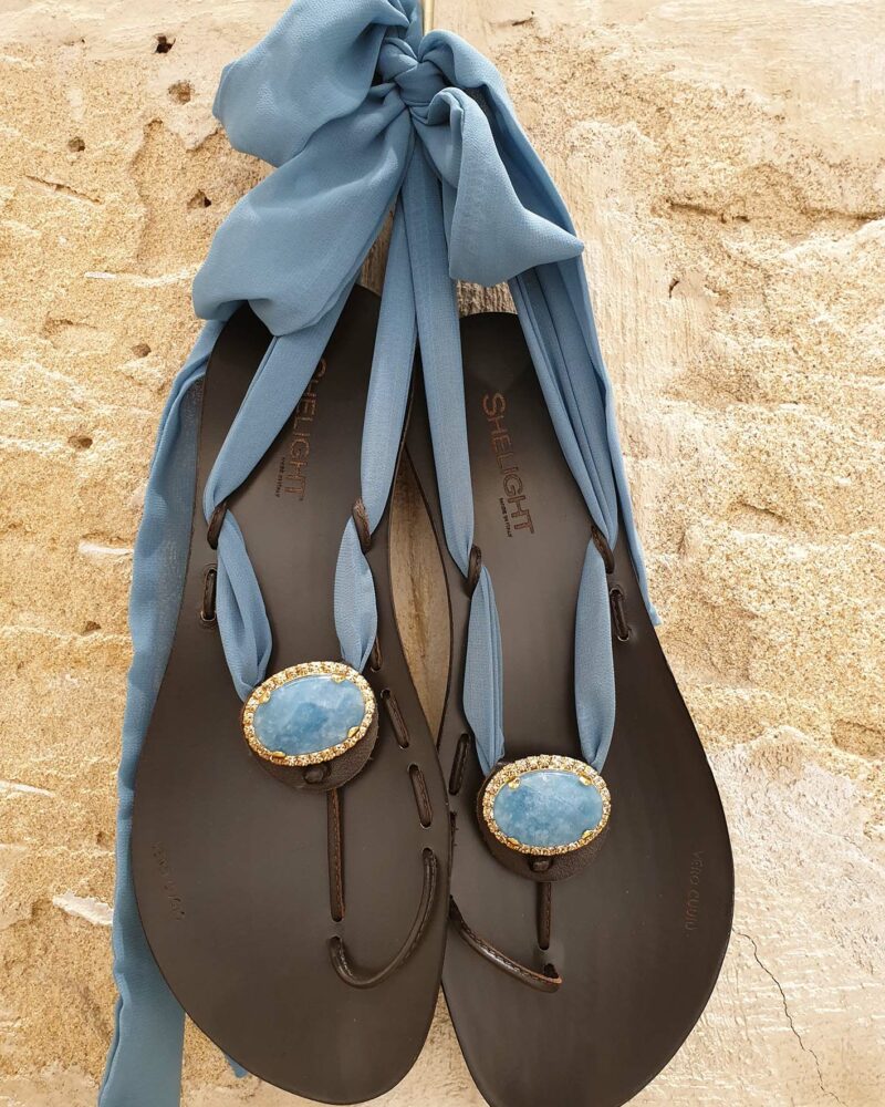 Choclip Foulard Avio Oval Gold NATURAL STONE Sky Blue