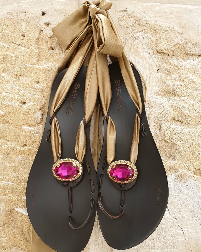 Choclip Foulard Silk Gold Oval Gold SWAROVSKI Fuchsia